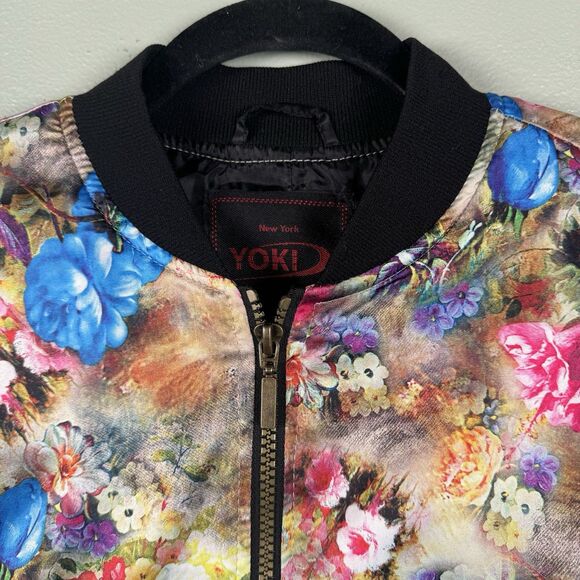 NEW YORK YOKI Silky Feel Full Zip Floral Bomber Style Jacket Women’s Medium - Picture 6 of 9